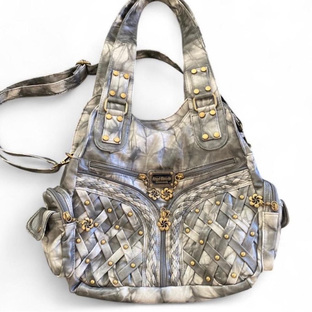 Angel Barcelo Braided Studded Shoulder Bag